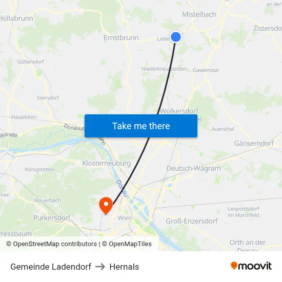 Gemeinde Ladendorf to Hernals map