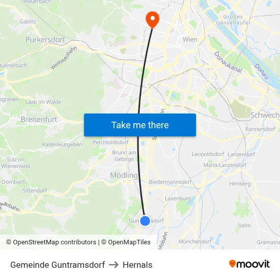 Gemeinde Guntramsdorf to Hernals map