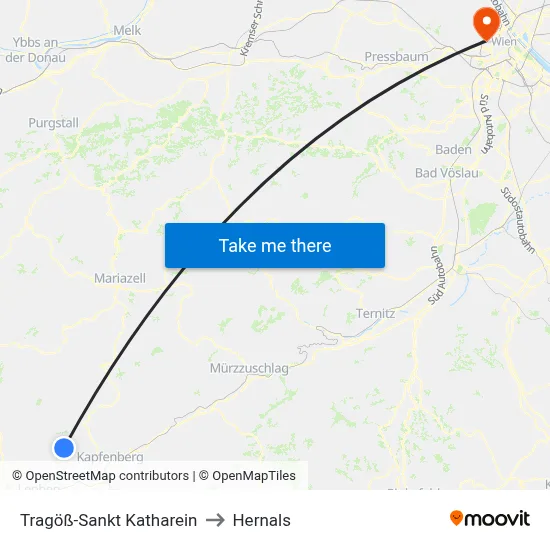 Tragöß-Sankt Katharein to Hernals map