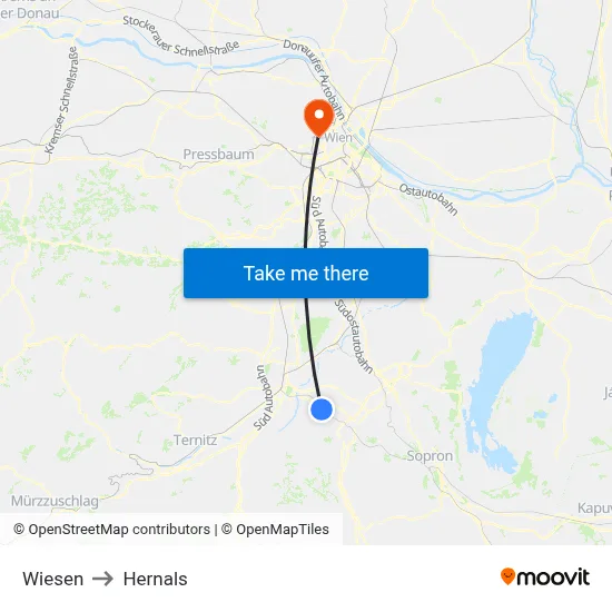 Wiesen to Hernals map