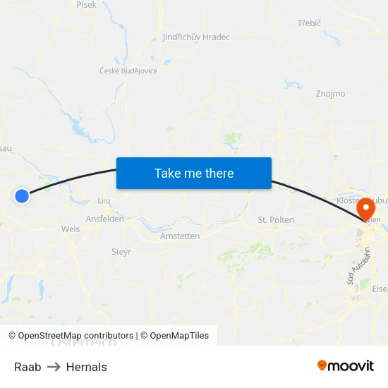 Raab to Hernals map