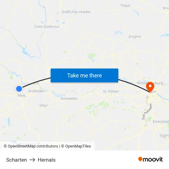 Scharten to Hernals map