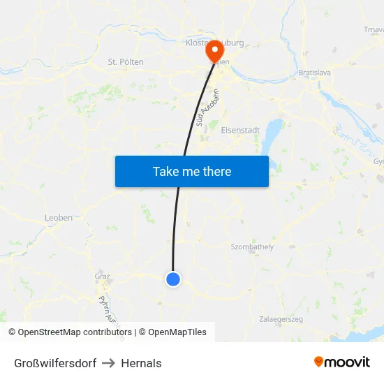 Großwilfersdorf to Hernals map