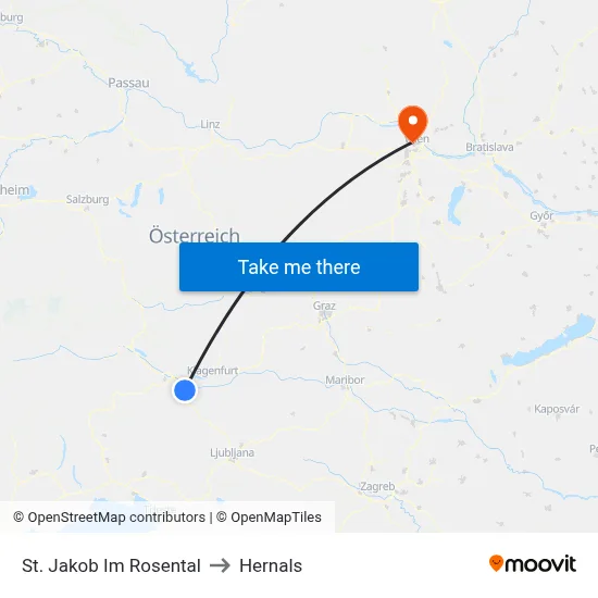 St. Jakob Im Rosental to Hernals map
