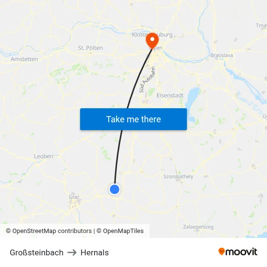 Großsteinbach to Hernals map