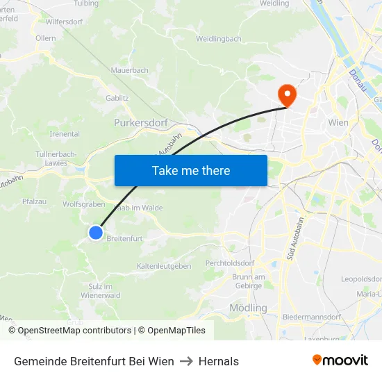 Gemeinde Breitenfurt Bei Wien to Hernals map