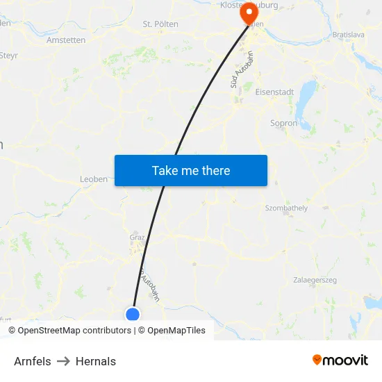 Arnfels to Hernals map