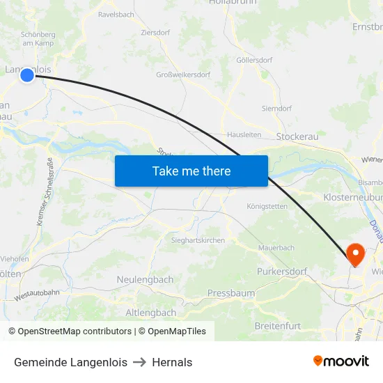 Gemeinde Langenlois to Hernals map