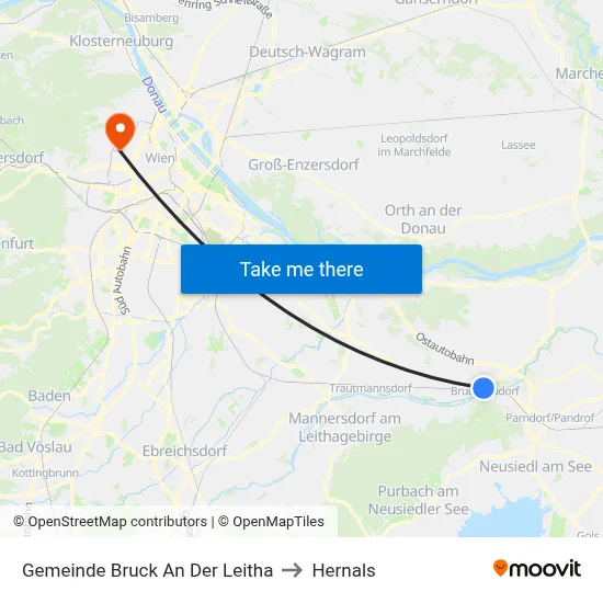 Gemeinde Bruck An Der Leitha to Hernals map