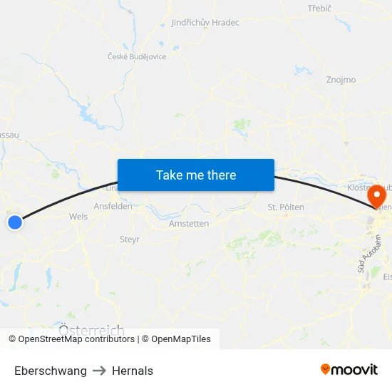 Eberschwang to Hernals map