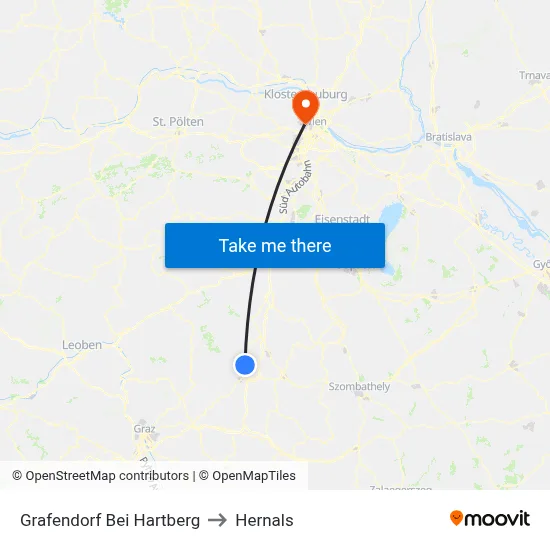 Grafendorf Bei Hartberg to Hernals map