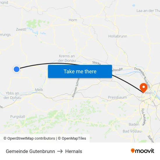 Gemeinde Gutenbrunn to Hernals map