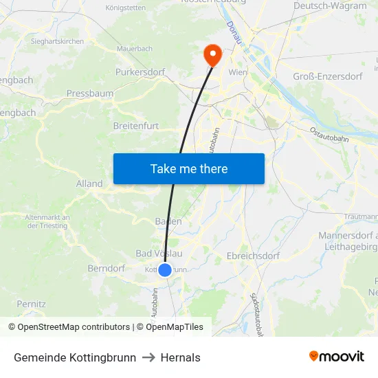 Gemeinde Kottingbrunn to Hernals map