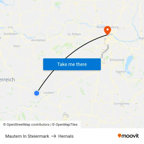Mautern In Steiermark to Hernals map