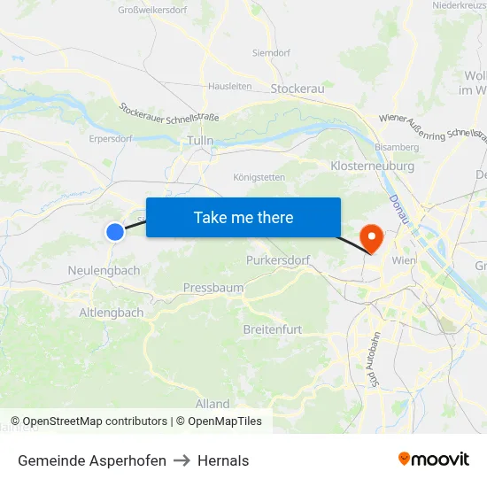 Gemeinde Asperhofen to Hernals map