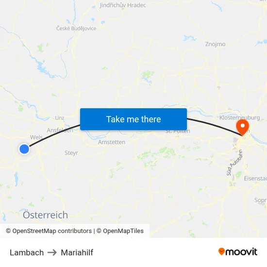 Lambach to Mariahilf map
