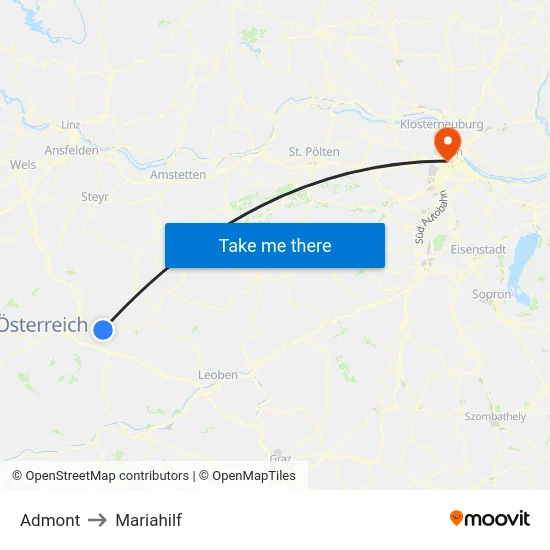 Admont to Mariahilf map