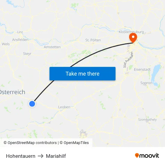 Hohentauern to Mariahilf map
