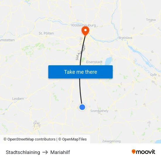 Stadtschlaining to Mariahilf map