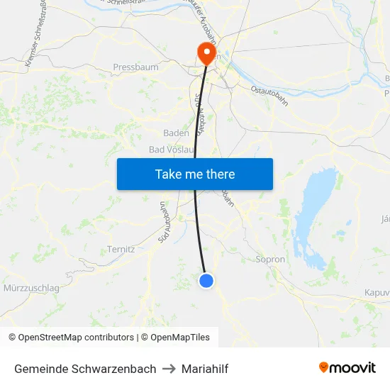 Gemeinde Schwarzenbach to Mariahilf map
