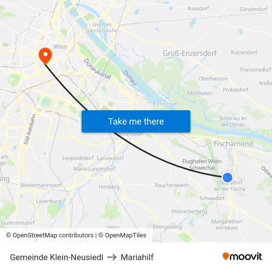 Gemeinde Klein-Neusiedl to Mariahilf map