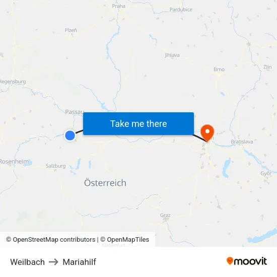Weilbach to Mariahilf map
