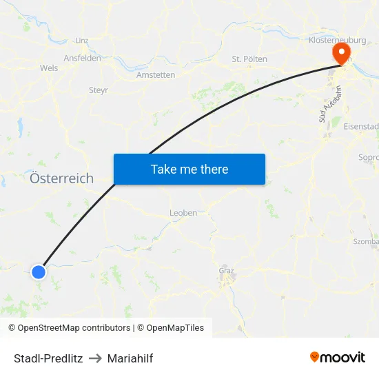 Stadl-Predlitz to Mariahilf map
