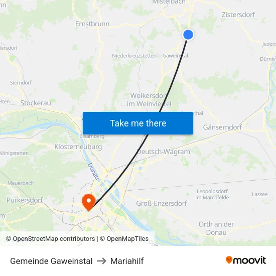 Gemeinde Gaweinstal to Mariahilf map