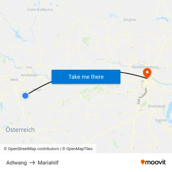 Adlwang to Mariahilf map