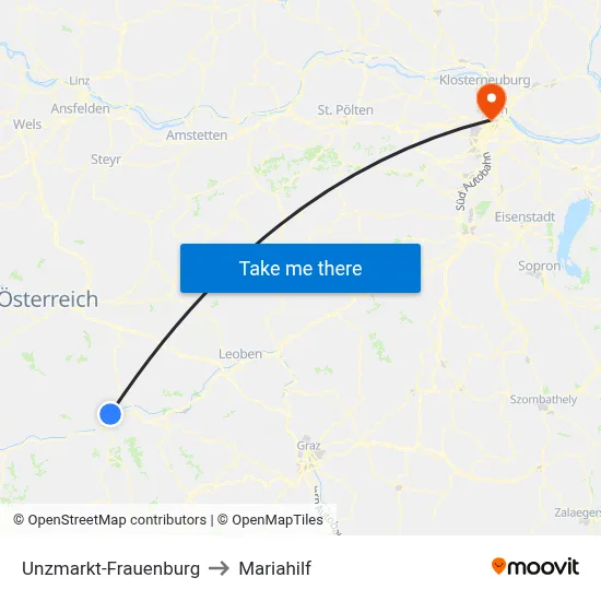 Unzmarkt-Frauenburg to Mariahilf map
