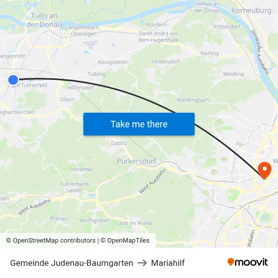 Gemeinde Judenau-Baumgarten to Mariahilf map