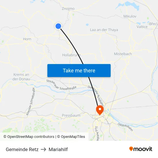Gemeinde Retz to Mariahilf map