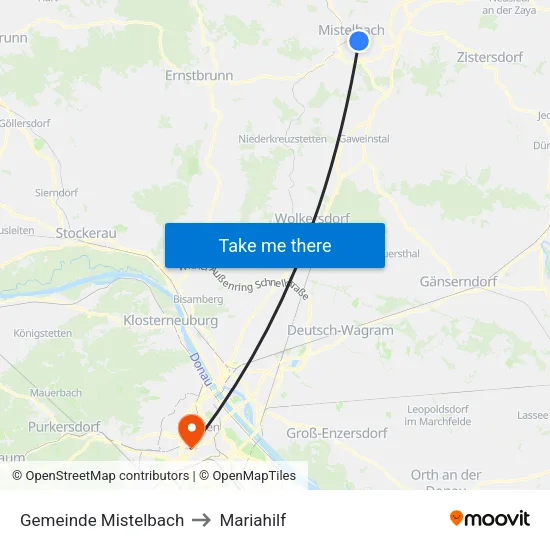 Gemeinde Mistelbach to Mariahilf map