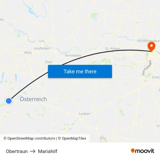 Obertraun to Mariahilf map