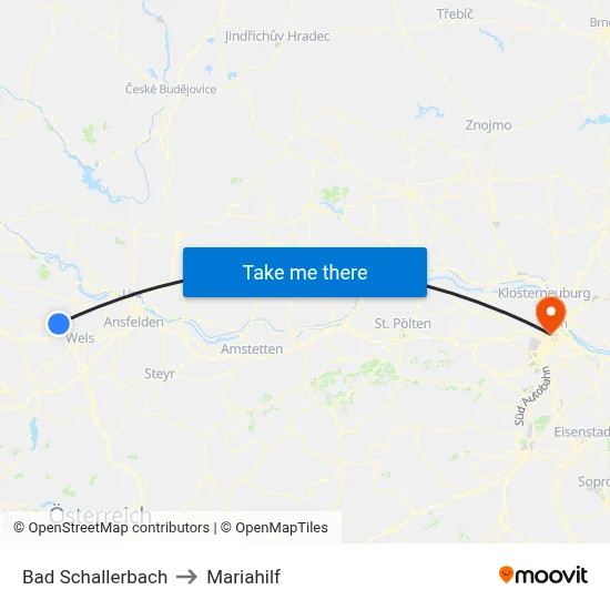 Bad Schallerbach to Mariahilf map
