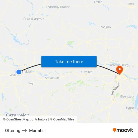 Oftering to Mariahilf map