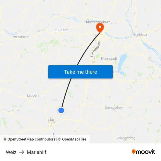 Weiz to Mariahilf map
