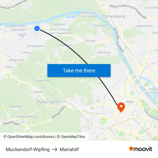 Muckendorf-Wipfing to Mariahilf map
