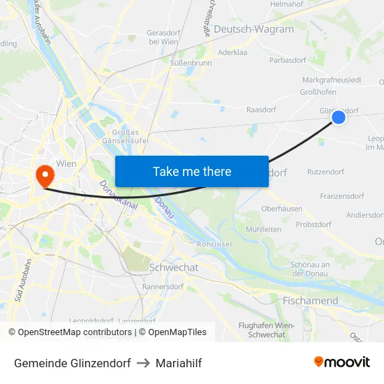 Gemeinde Glinzendorf to Mariahilf map