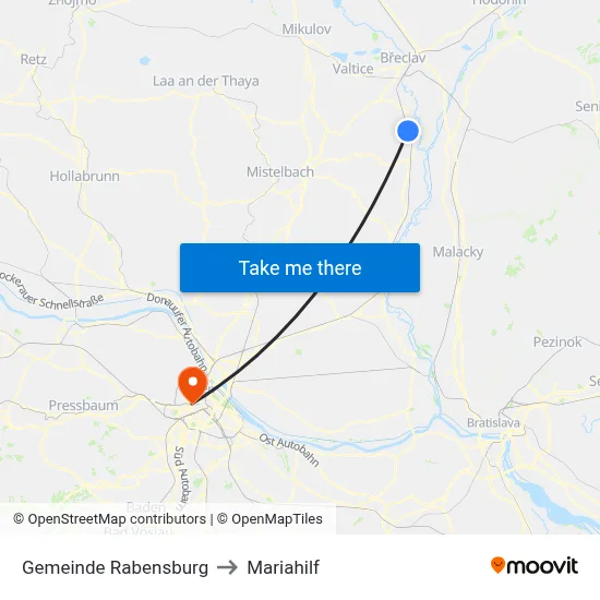 Gemeinde Rabensburg to Mariahilf map