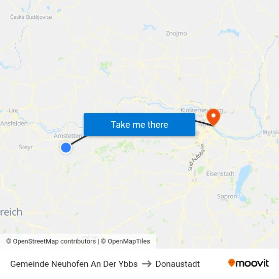 Gemeinde Neuhofen An Der Ybbs to Donaustadt map