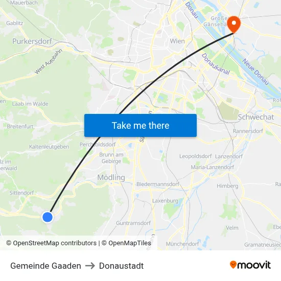 Gemeinde Gaaden to Donaustadt map