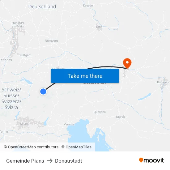 Gemeinde Pians to Donaustadt map