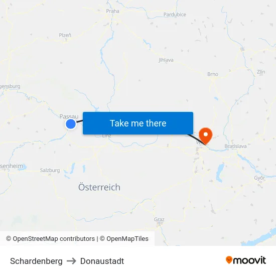 Schardenberg to Donaustadt map