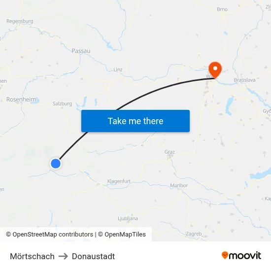Mörtschach to Donaustadt map
