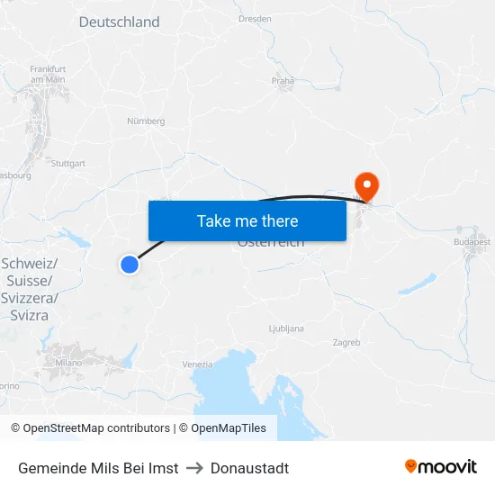 Gemeinde Mils Bei Imst to Donaustadt map