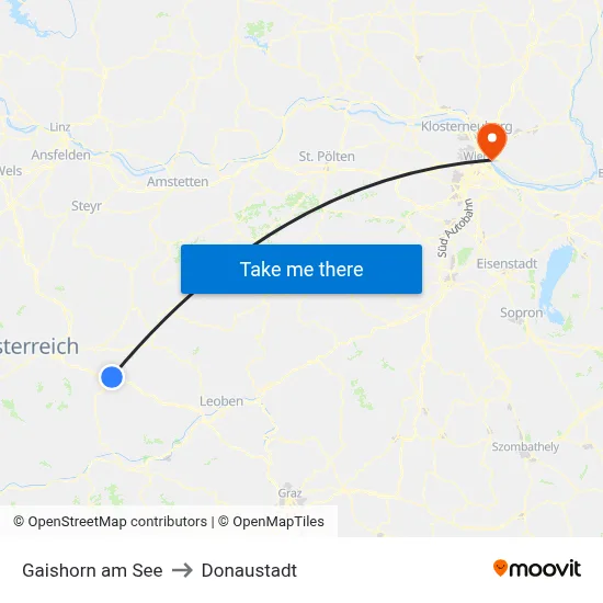 Gaishorn am See to Donaustadt map