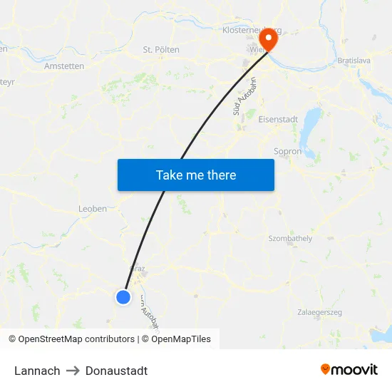 Lannach to Donaustadt map