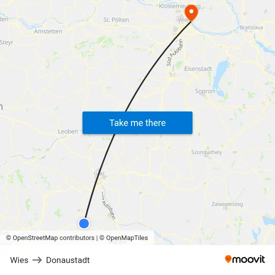 Wies to Donaustadt map