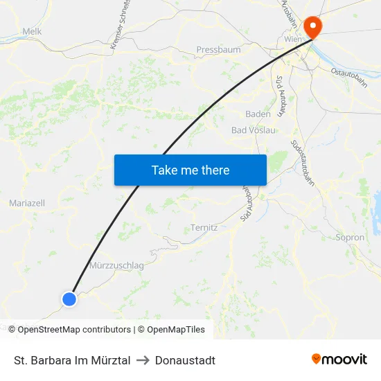 St. Barbara Im Mürztal to Donaustadt map
